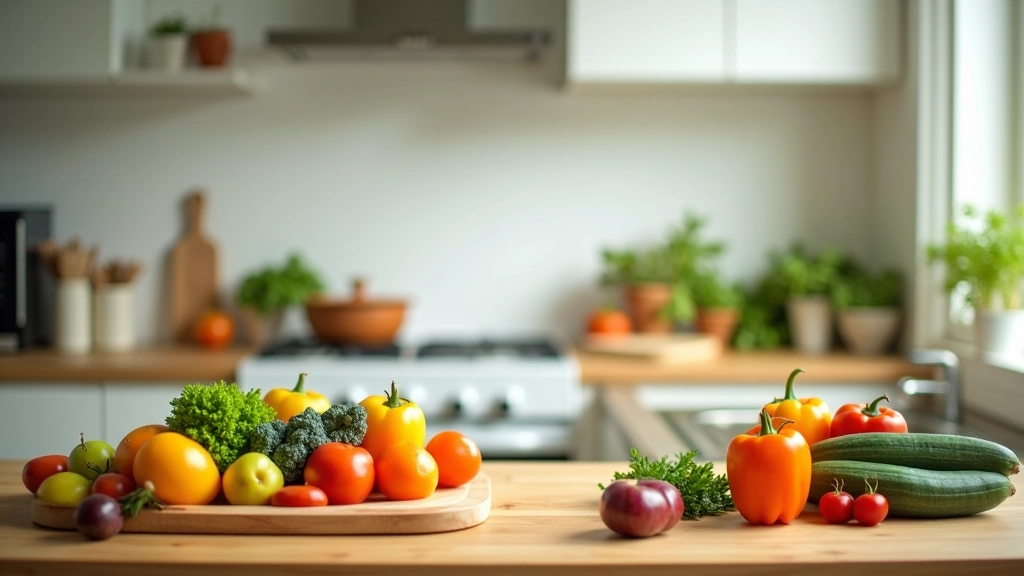 Ingredientes frescos e sazonais em cozinha moderna, produtos de mercado português